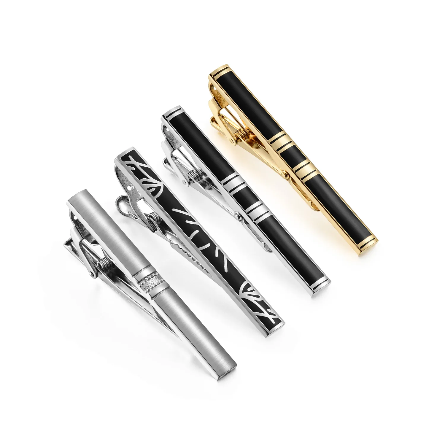 1/4 pièces Pince à cravate noire pour homme, style minimaliste, pour affaires et soirées, bijoux de chemise pour homme, accessoires de manchette pour avocat