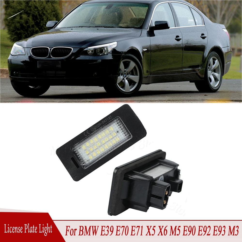 2PCS  Number License Plate Light For BMW E39 E70 E71 X5 X6 M5 E90 E92 E93 M3 For BMW White Canbus LED Number Plate Lamp