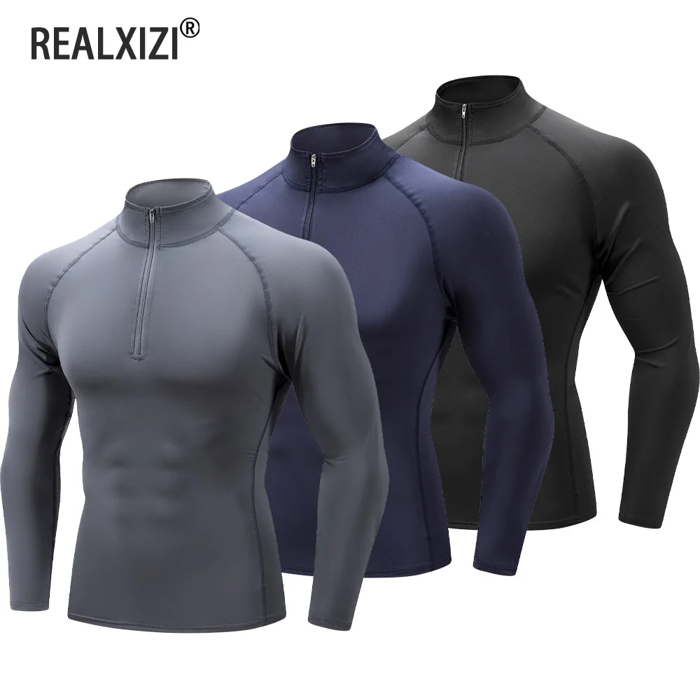 Camiseta para correr para hombre de 1/3 piezas, camiseta de secado rápido, camisetas deportivas de compresión para entrenamiento, sudadera sólida de manga larga para correr, camisetas