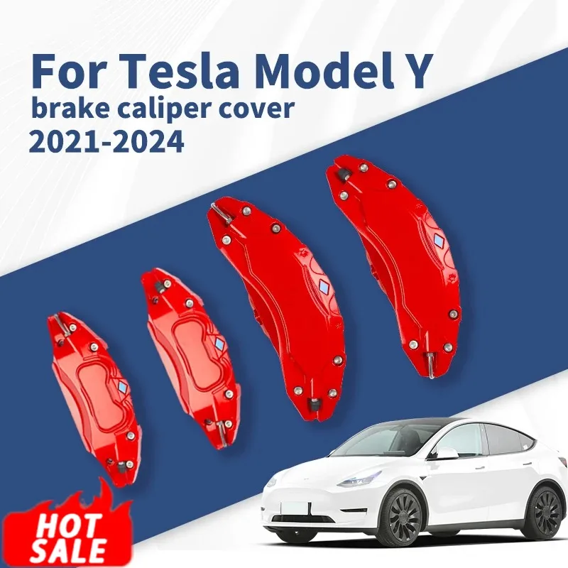 Applicable To 24 Tesla Model3 Brake Caliper Covers Modified Special Aluminum Wheel Hub Caliper Covers Wheel Spacers