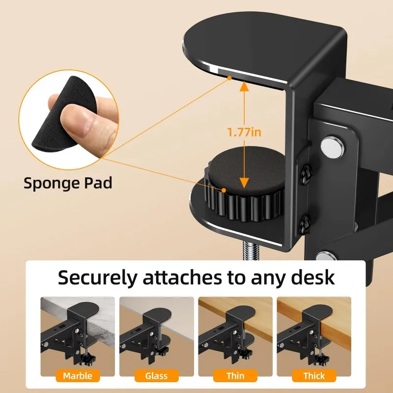 AB42-Foldable Keyboard Tray Clamp-Adjustable For Desk Extension Board For Computer Arm Rest, Office For Desk& Home Use