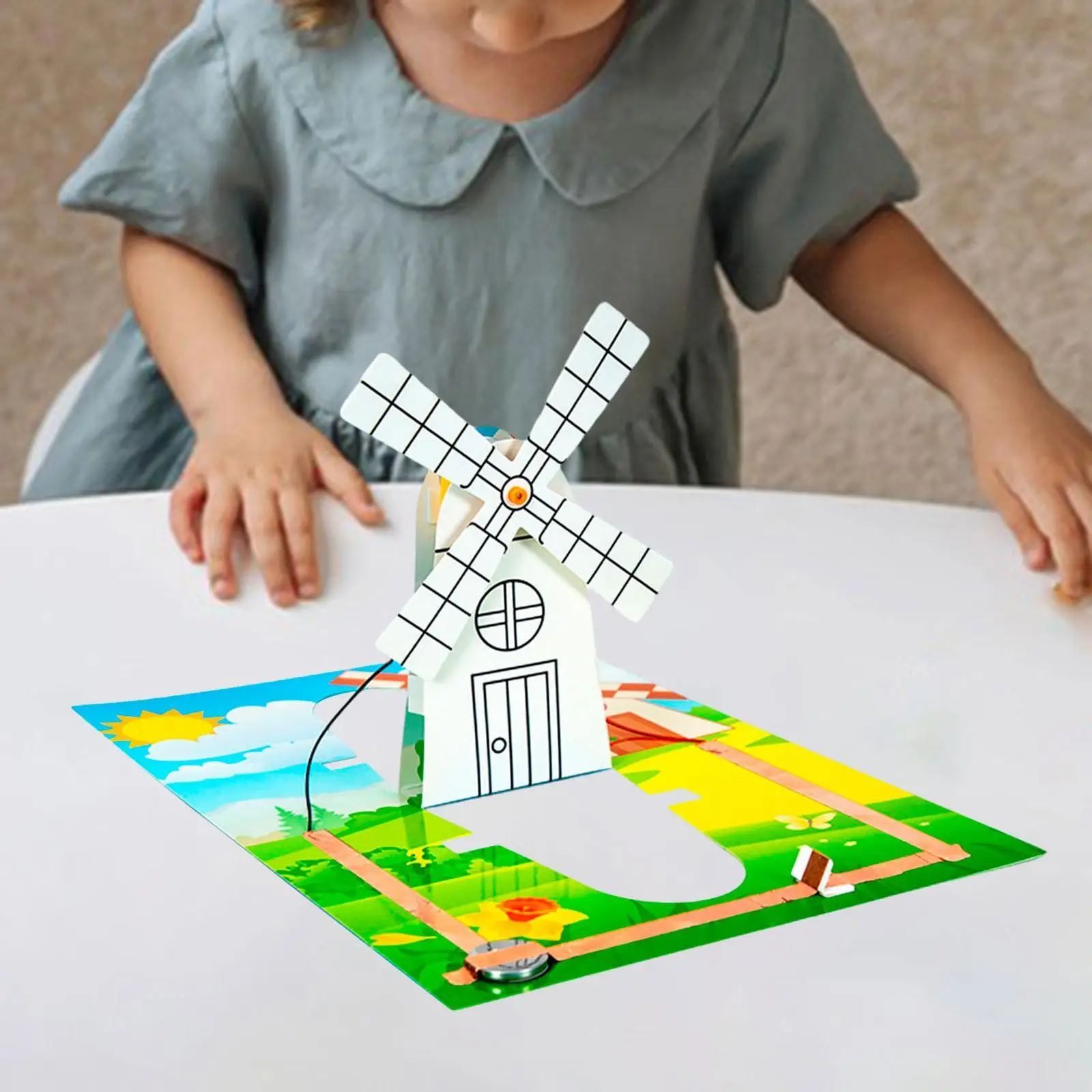 

Science Windmill Generator Kit Teaching Aids Educational Basic Electric Circuit Fun Learning Toy Model for Girls & Boys Children