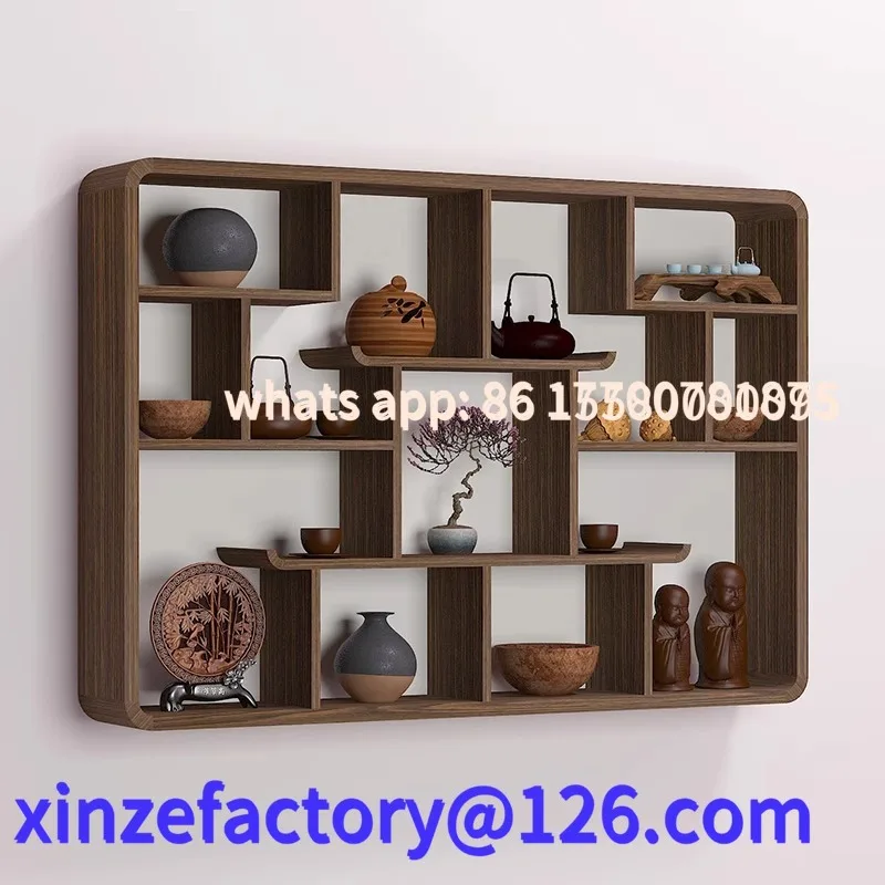 

Customizable Bogu rack wall-mounted Duobao Pavilion solid wood Chinese wall-mounted storage rack tea