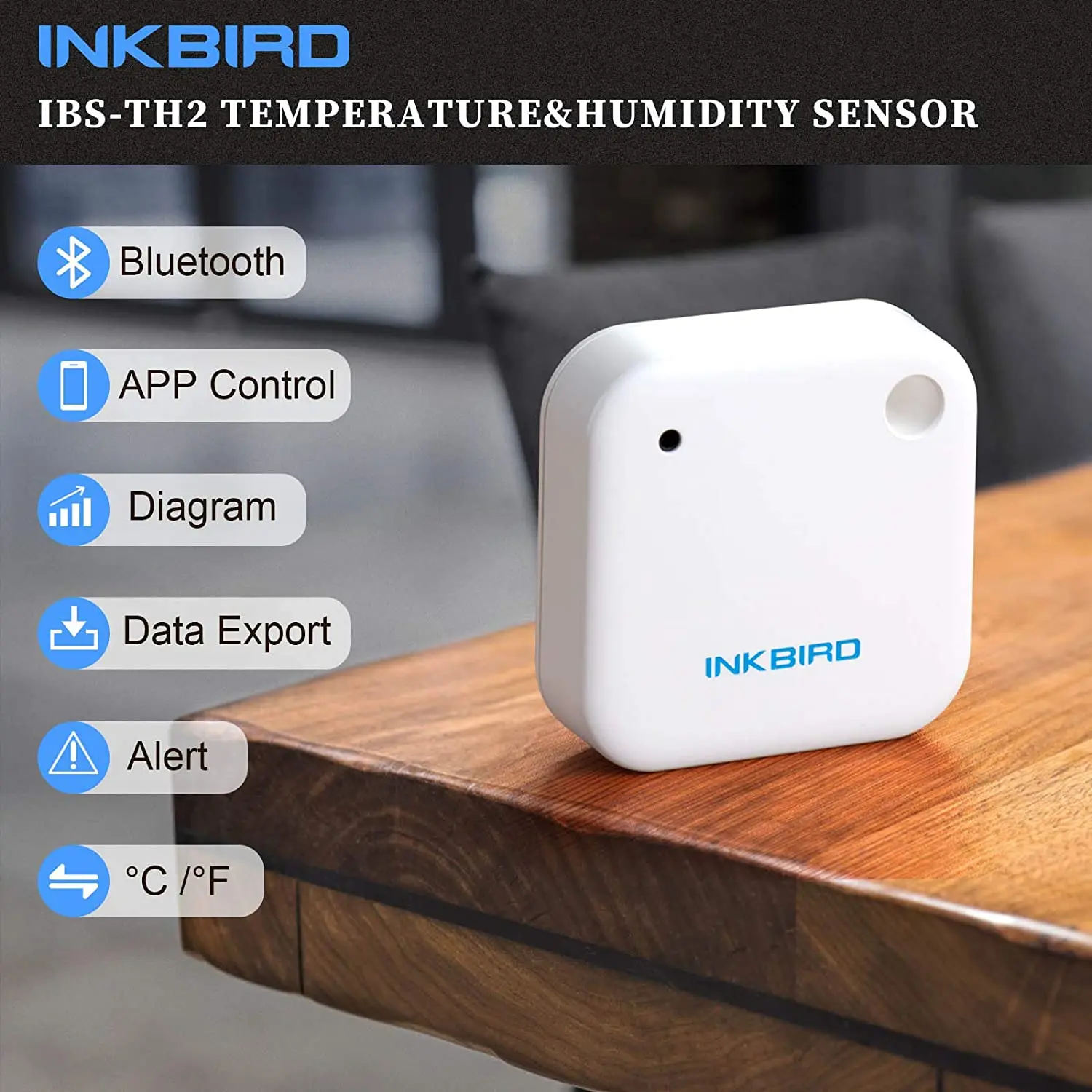 IBS-TH2 Étanche Bluetooth Magnétique Température Mètre App Alarme Télécommande Enregistreur De Données Cuisine Réfrigérateur Therye.com