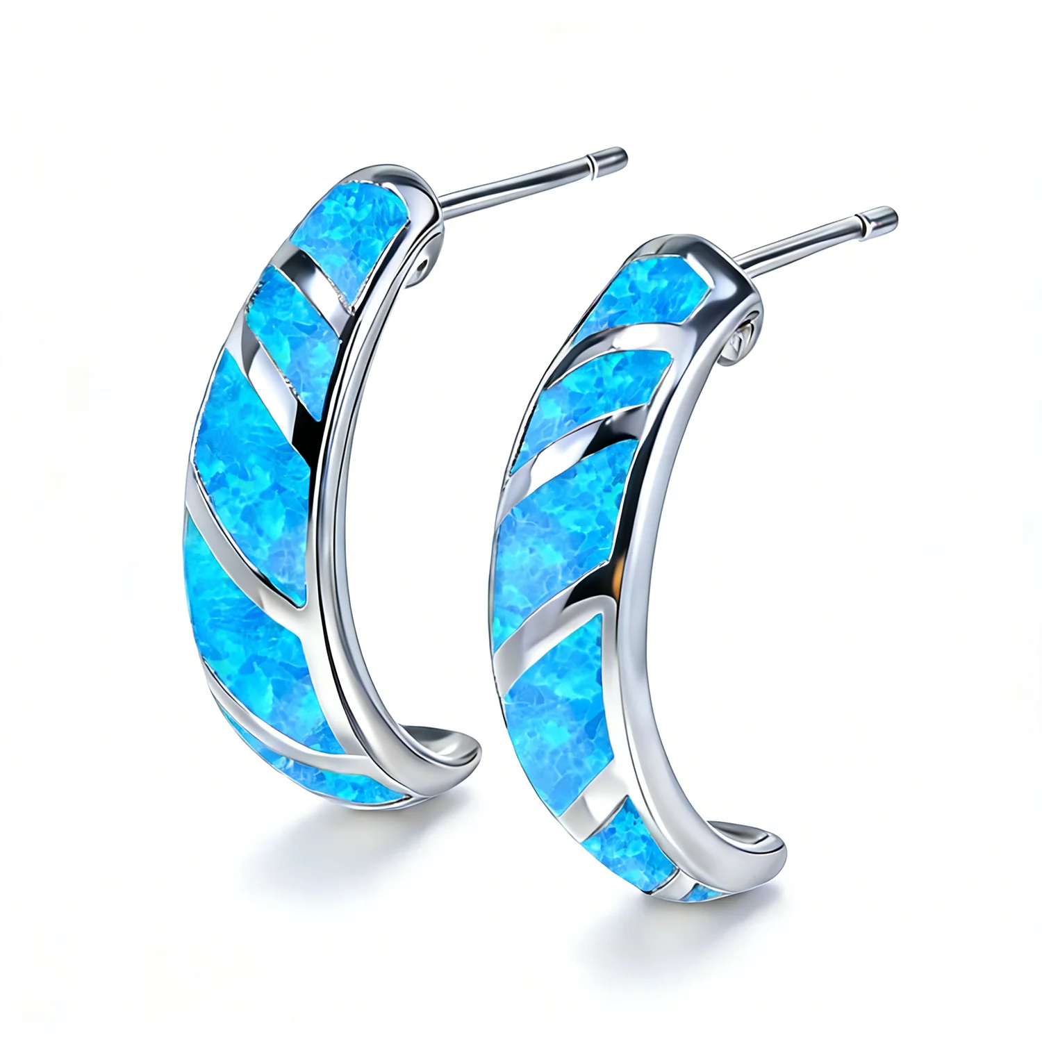 Kolczyki z niebieskim i białym – Opal Earrings Dangle recenzja i cena