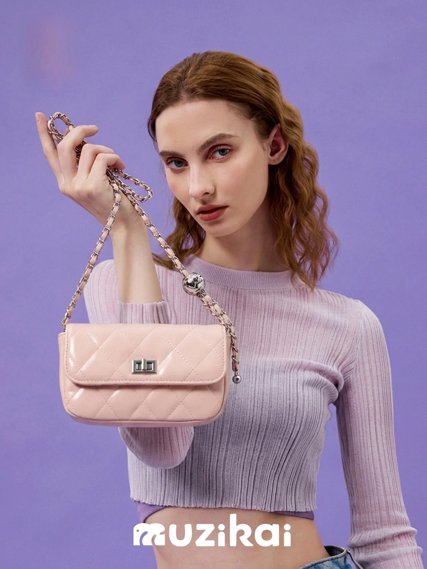 

MuziKai Classic Diamond Pattern Small Square Bag Women's Fashion Simple Chain Crossbody Bag 2026 New Style High End Luxury