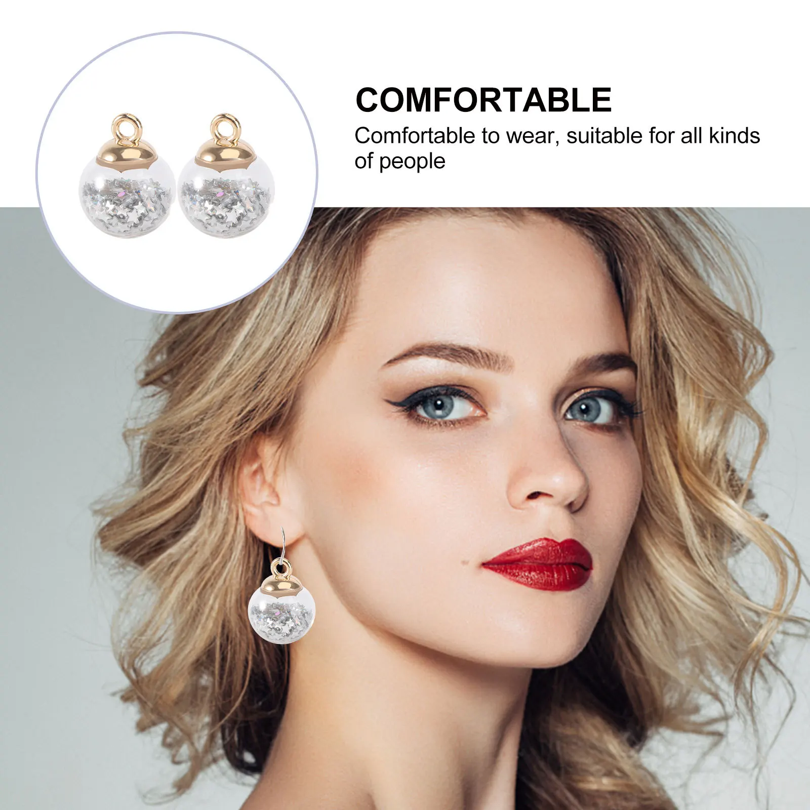 

30 Pcs Jewelry Making Charms Ball Beads for Earrings Glass Silver Diy Craft Decoration