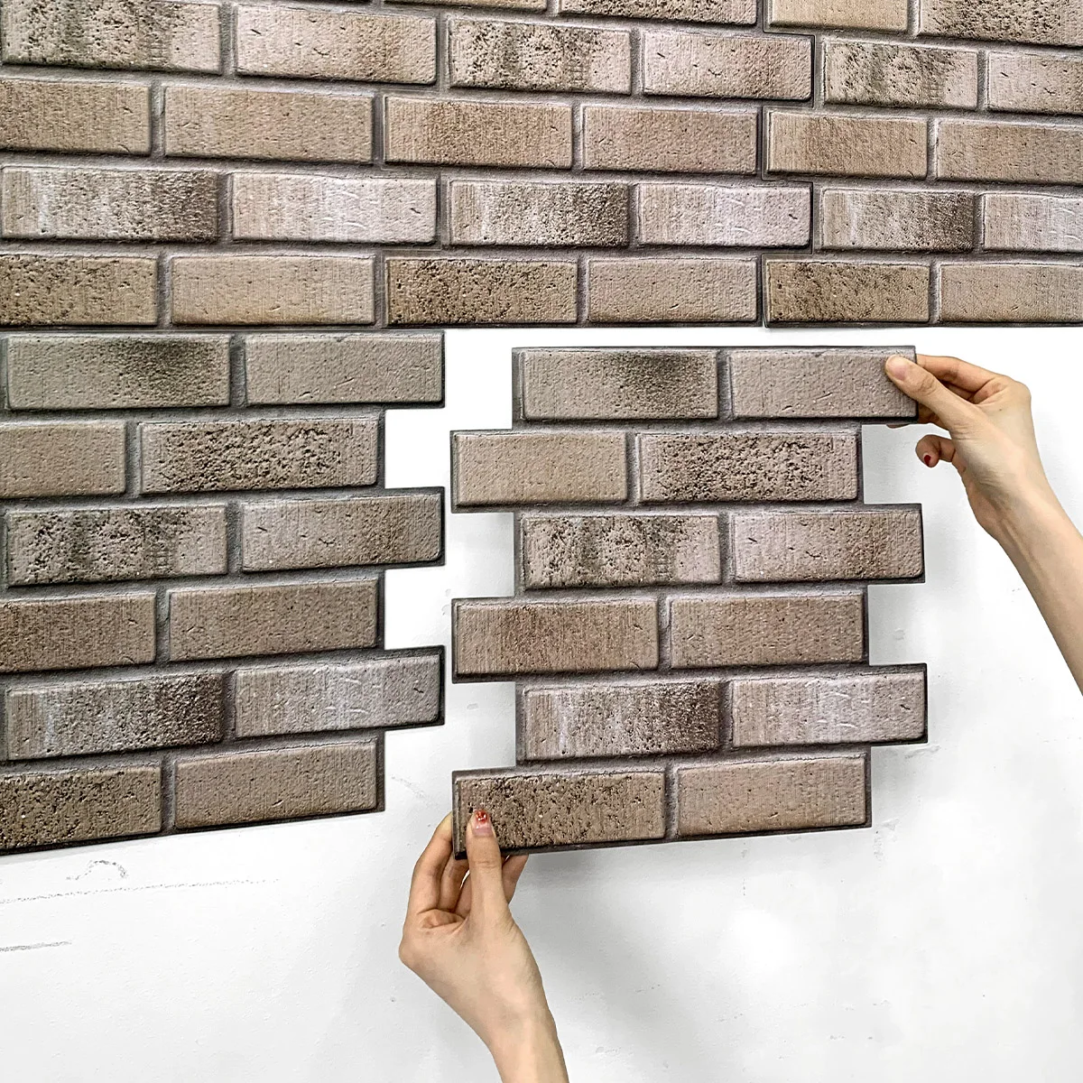5/10Pcs 3D PVC Faux Brick Peel & Stick Wall Stickers-30x30 cm, Vintage Textured Panel for Bedroom Kitchen Indoor Decor