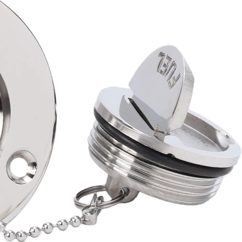 Compact 38mm Fuel Deck Fill Stainless Steel Silver Keyless Cap Gas Filler Neck Tractor Fuel Fitting