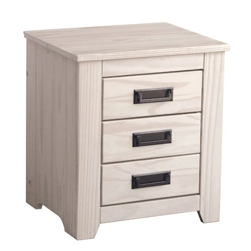 45x50x38 Cm washed white wooden bedside table for bedroom