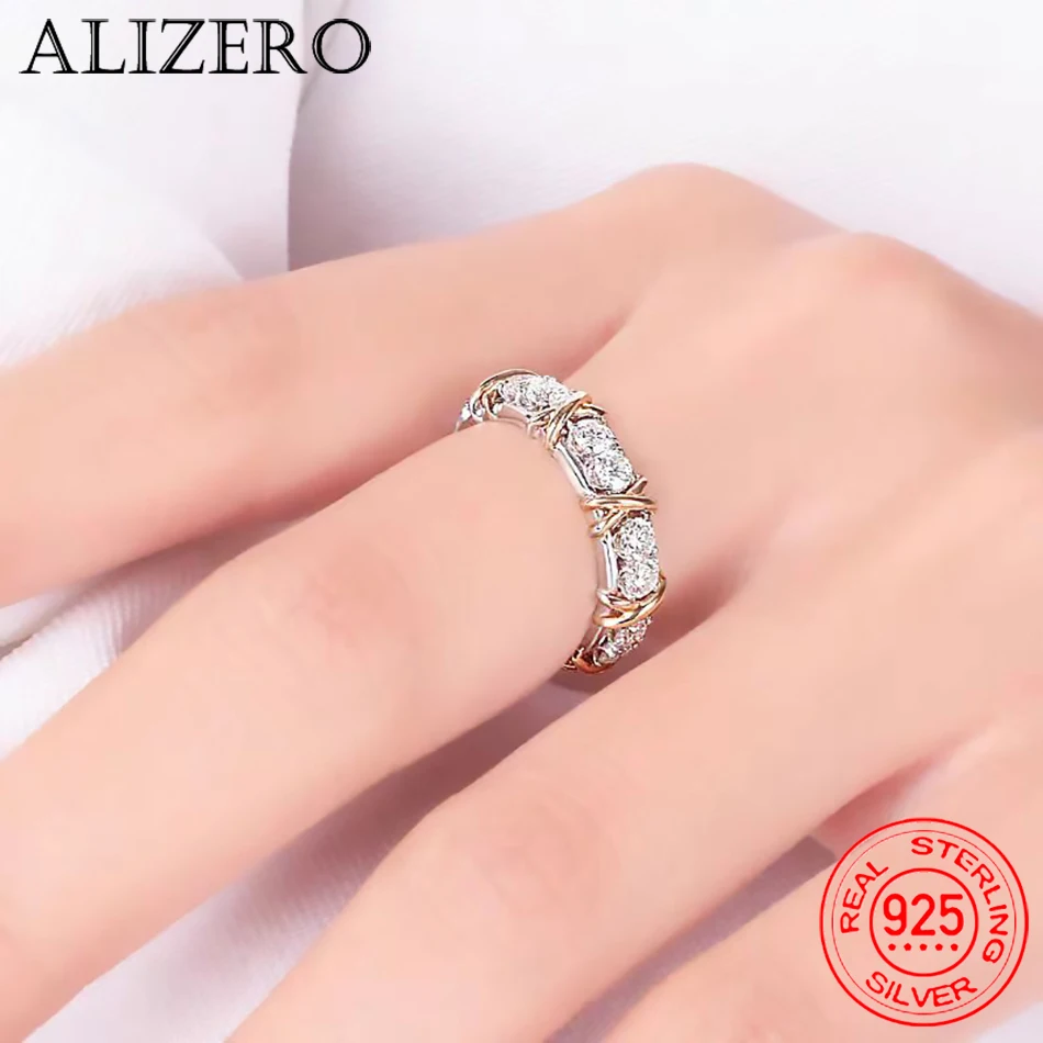 Cincin perak Sterling 925 mewah bertautan dengan AAA, cincin kristal zirkon untuk wanita, hadiah perhiasan pertunangan