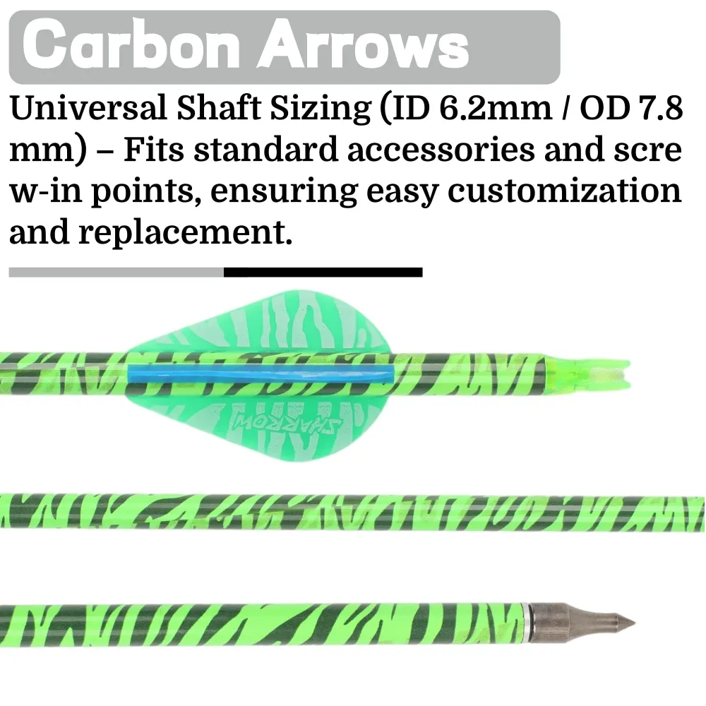 Flechas de carbono 31.5 pulgadas Spine 500 para arco recurvo compuesto - imagen 2