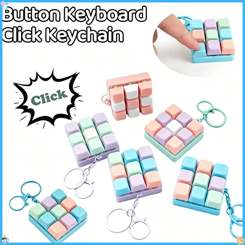 

NEW Macaron Color Fidget Toys | 9 Tetris Fingertip Pressing Key Toy Antistress Toys | Anti Stress Finger Keyboard Keychain