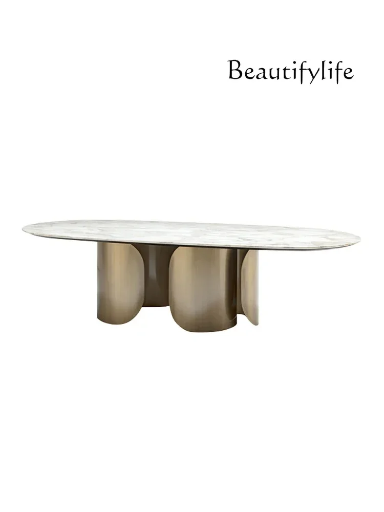 Light Luxury and Simplicity Modern Household Rectangular Marble Dining Table in Dining Room round Table Sales Office