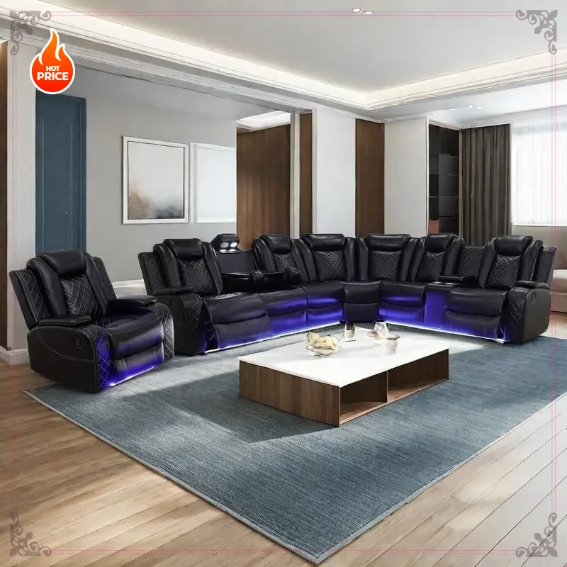 Power Reclining Sectional Sofa with LED Lighting 1