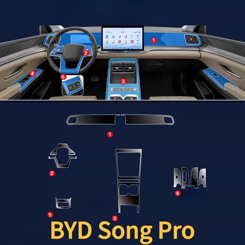 Für BYD Song Pro 26 Modelle Armaturenbrett Multimedia GPS Konsole Navigation Transparente Kratzschutzfolie Modifikation – Detail 1