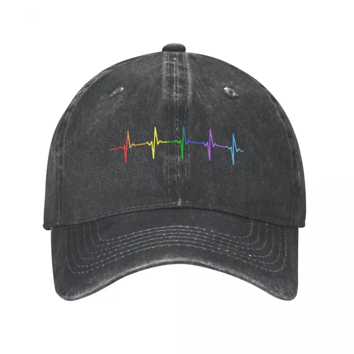 Rainbow Pulse Hearbeat LGBT Men Women Baseball Caps Gay Pride LGBTQ Distressed Washed Hats Cap Casual Outdoor Summer Headwear