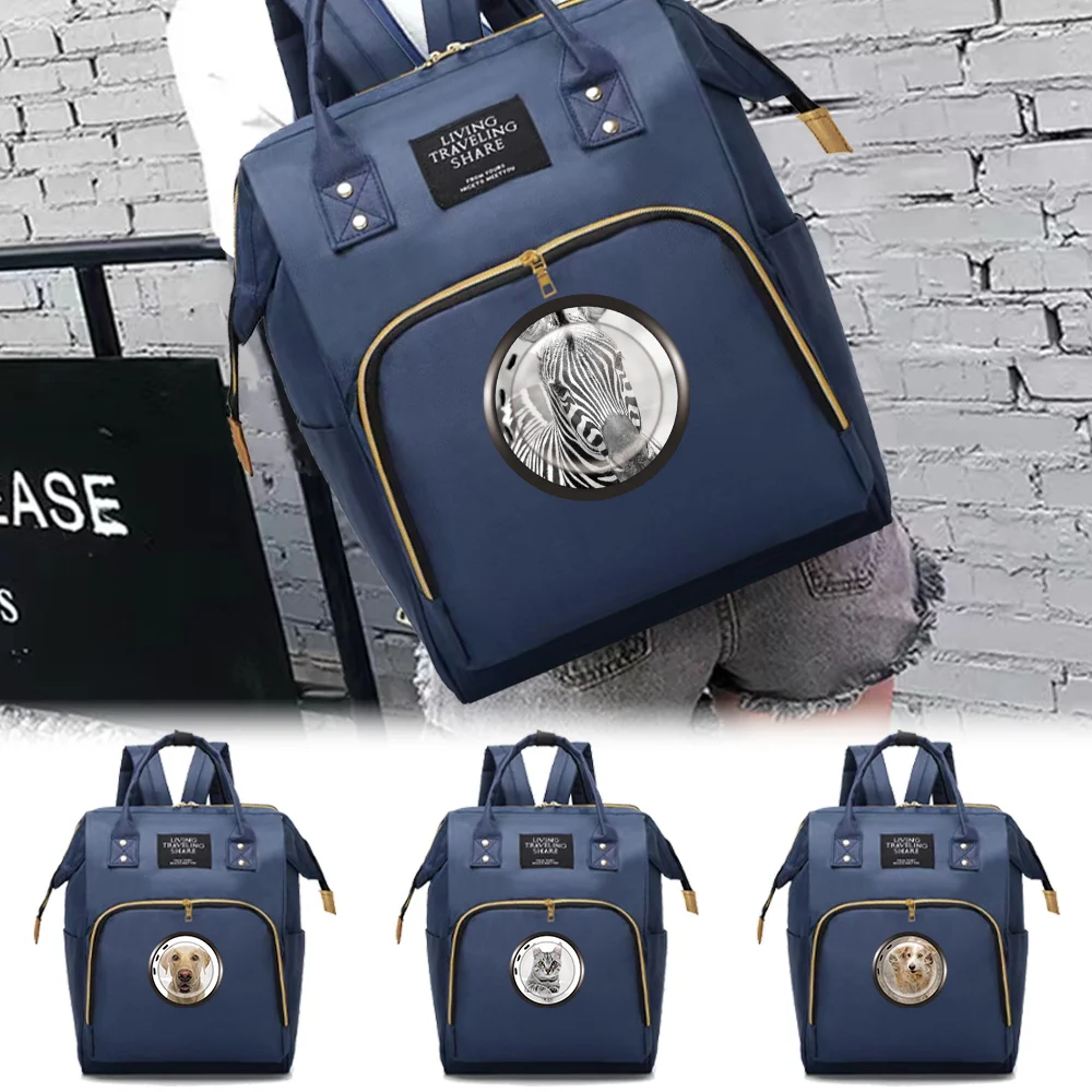 

Window Print Casual Travel Mommy Pack Large Capacity Multifunctional Compartments Backpack Portable Storage Double Shoulder Bag