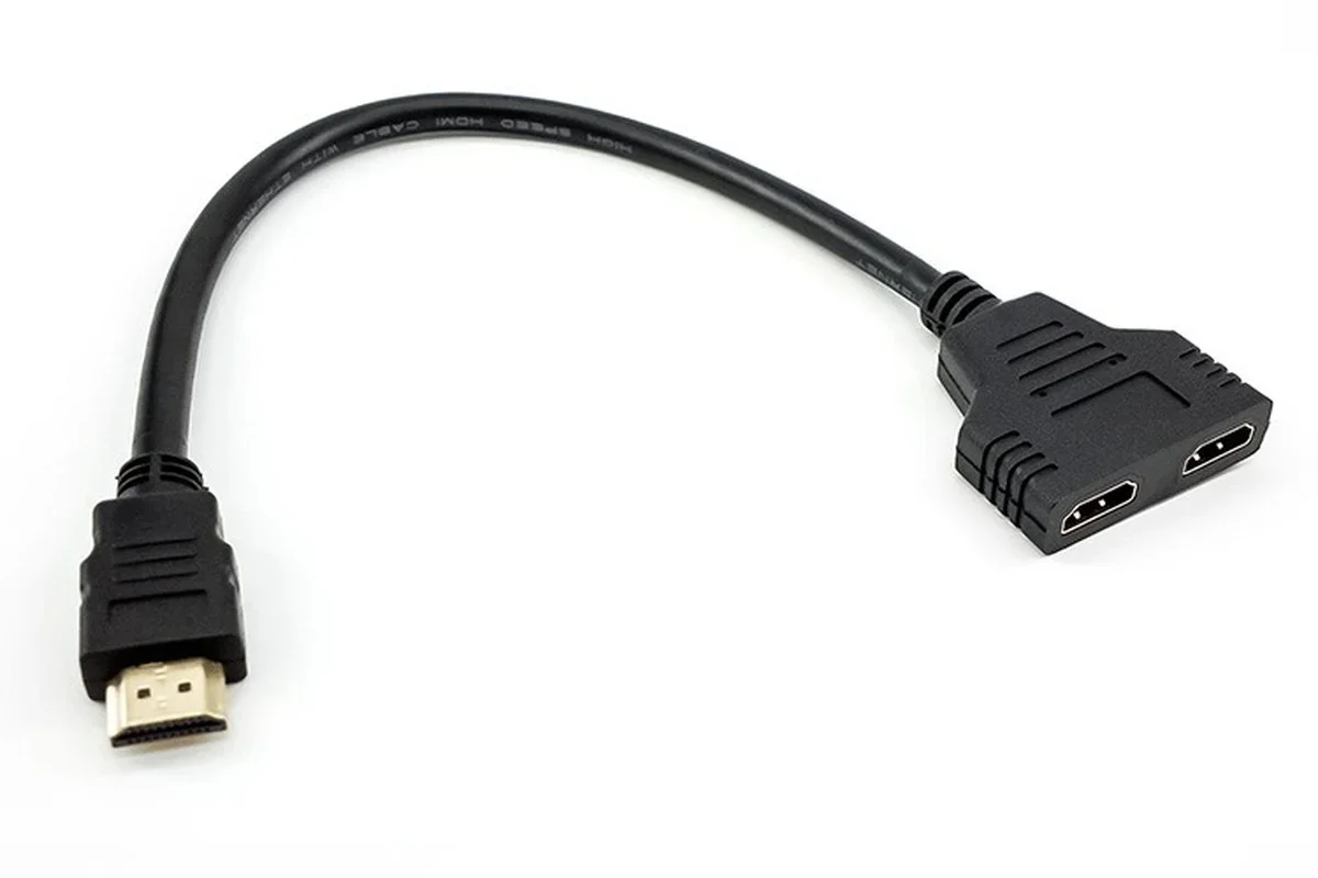 HD-MI Compatible 2 Dual Port Y Splitter HD 1080P V1.4 Male To Double Female Adapter Cable 1 In 2 Out Converter Connect Cable