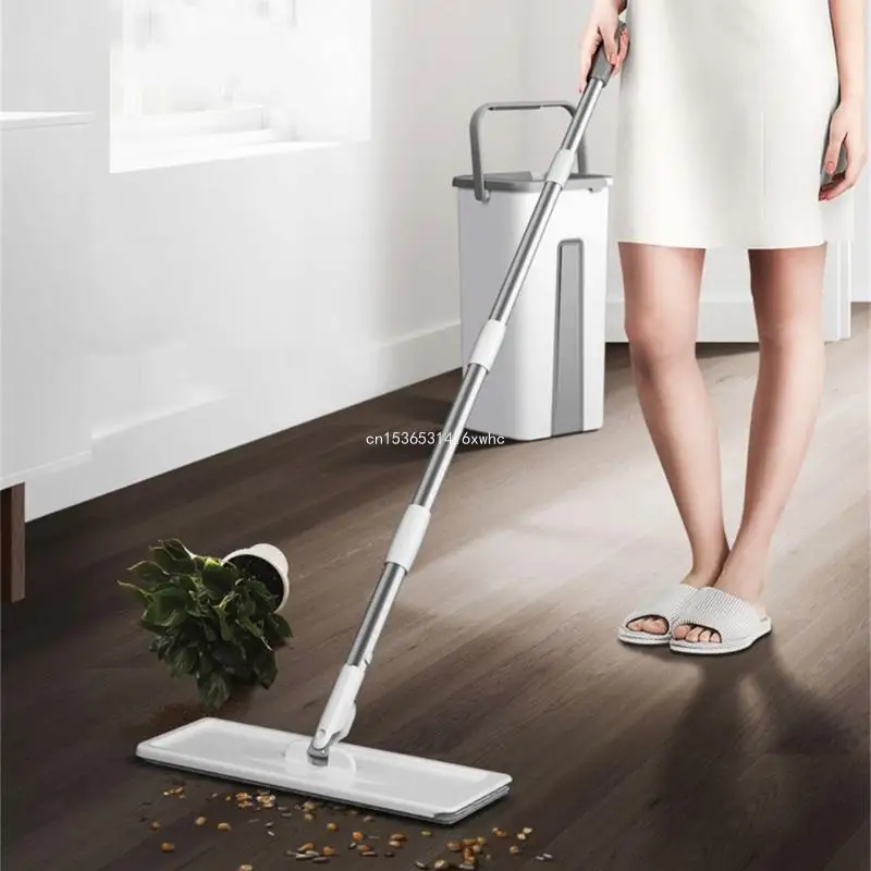 Dropship Squeeze Mop with Bucket Washable Microfiber Pad Household Floor Cleaner Mop Set
