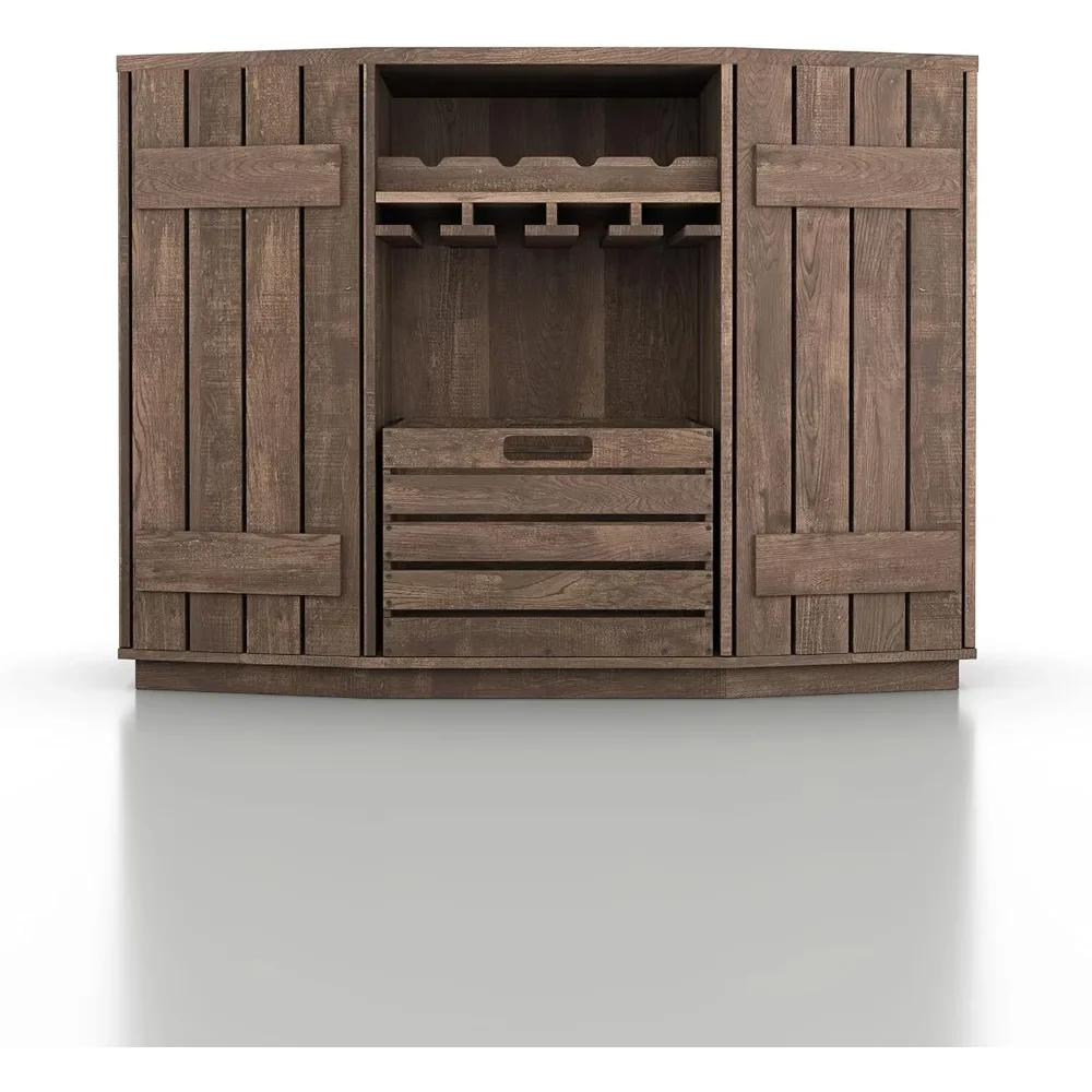 Armoire à vin de 48 pouces avec 2 armoires latérales, 3 étagères, PerfecCrate et Four HI Wine T1, Armoire de bar de ferme