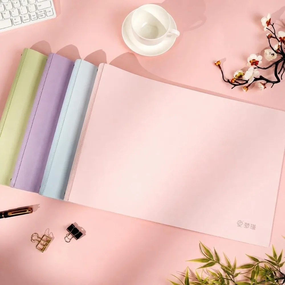 Durable Soft PU Leather A3 Loose Leaf Notebook Large Size Refillable Mind Map Notebook 4-Hole Binder Loose Leaf Journal Students