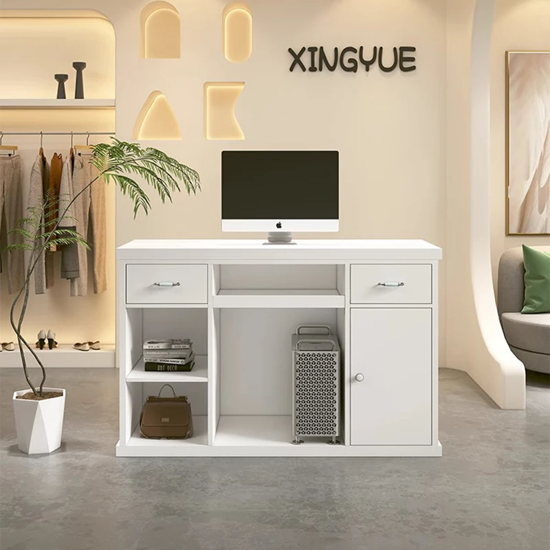 Modern Shop Counter Reception Desks Business Front Desk Cash Register Reception Desks Luxury Wooden Office Furniture Cajero LLRD