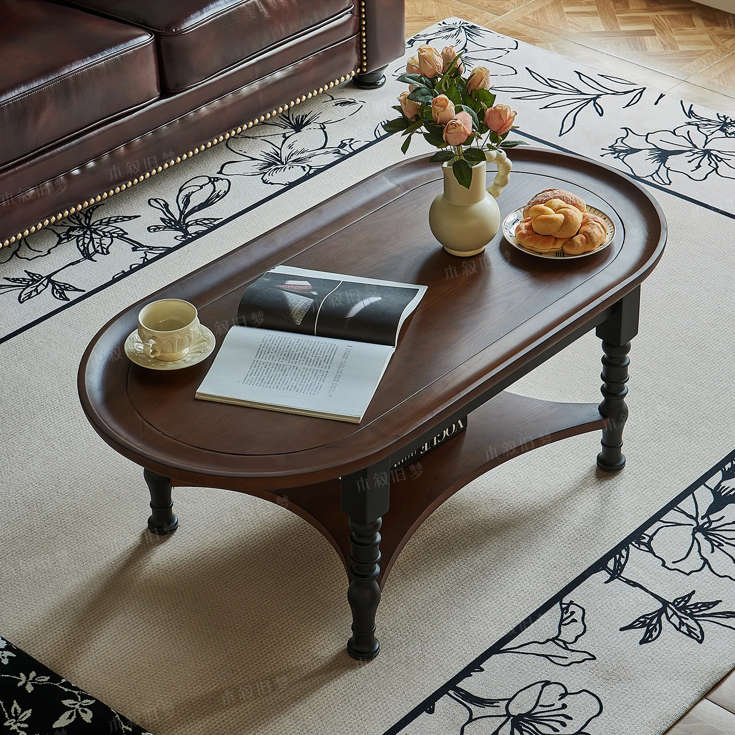 طاولة القهوة غرفة المعيشة المنزلية جولة شقة صغيرة الجانب الرجعية الإقامة المنزلية طاولة منخفضة طاولة صغيرة متوسطة الطراز القديم #2