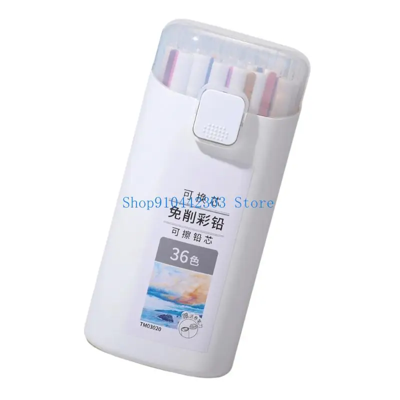 L4MD قلم رصاص ملون قابل لإعادة الملء بدون شحذ مللي متر قلم رصاص ملون قابل للسحب للأطفال مشروع تلوين الرسم