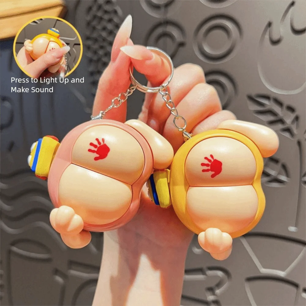 

Sound Production Spanking Keychain Cartoon Emit Light Vocal Buttocks Toy Fashion Funny Fidget Keychain Toys Girls Gifts