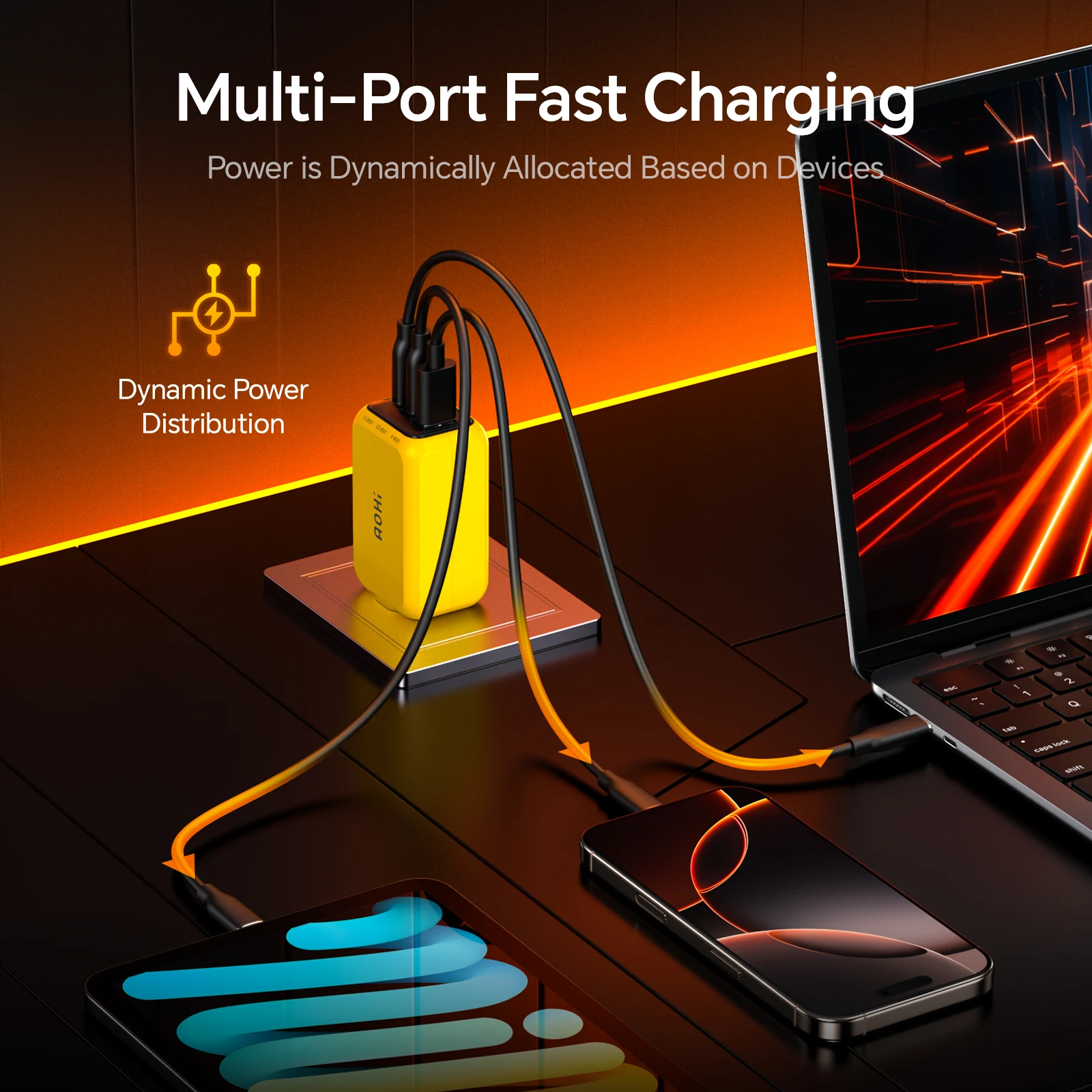 AOHI THE YOUTH 65W GaN 3-Port Fast Charger for Devices