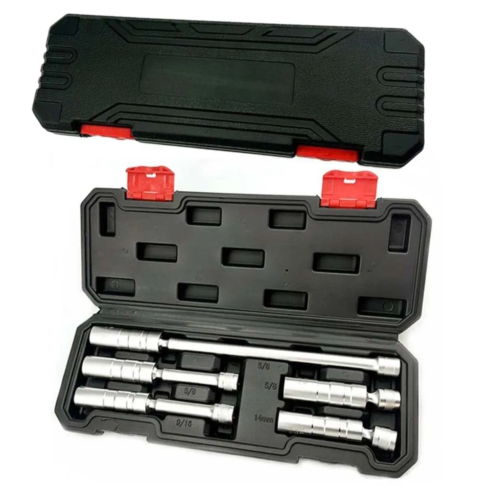 5PCS Magnetic Swivel Spark Socket Set 14mm Thin Wall 9/16 5/8 Inch Extension For Automotive Motorcycle Engine Repair Tool