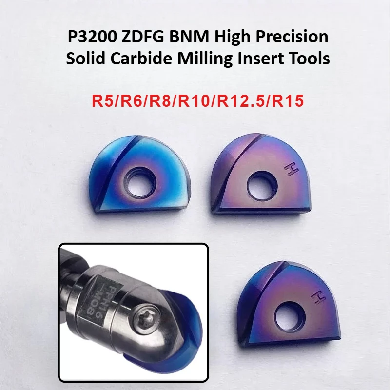 

Фреза шаровая твердосплавная P3200 ZDFG BNM высокоточная, полусферическое лезвие для R5-R15, для станков с ЧПУ