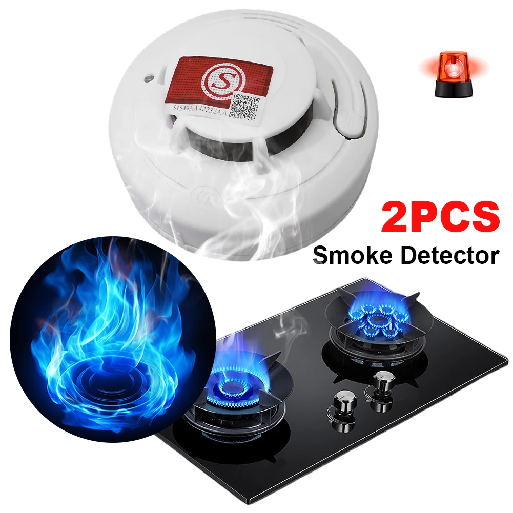 1/2Pcs Fire Protection Smoke Detector Home Fire Alarm Smoke Detector with Batteries Fire Detector Alarm Home Security System