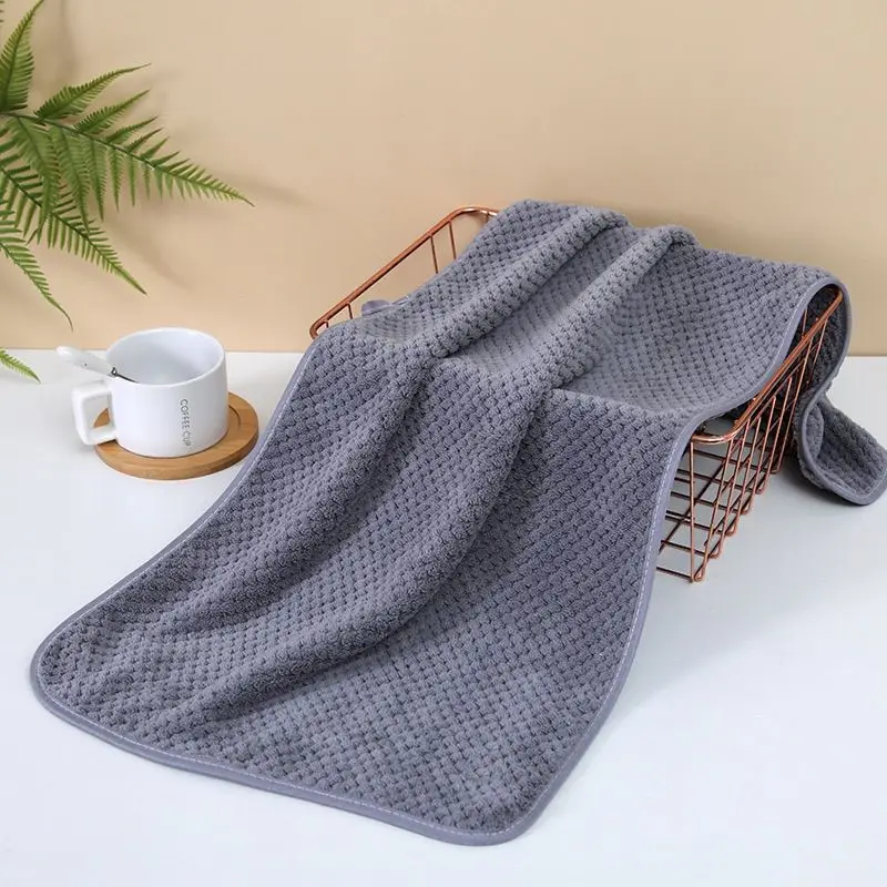 Gray Waffle Weave Towel Ultra Soft Absorbent Coral Fleece Quick Dry Lightweight Durable for Bathroom Spa Gym Travel Daily Use