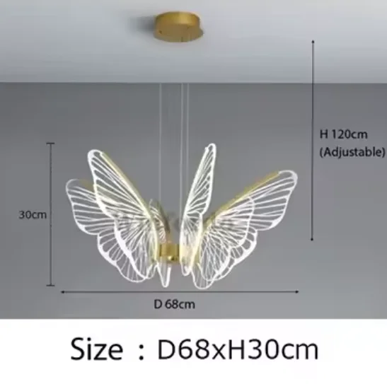 Nordic led ring butterfly ceiling light Creative Gold Art Acrylic light dining Living Room Hotel Bedroom kid's room girl lamp image 3