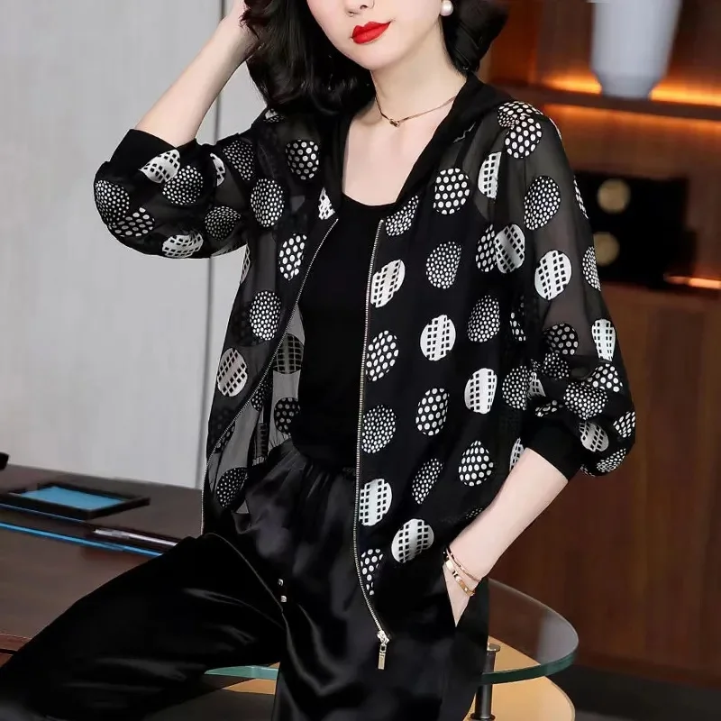 Baseball Uniform Jacket Women Spring Autumn 2024 Summer Shirt Large Size Overwear Short Chiffon Sun protection Coat Ladies Tops