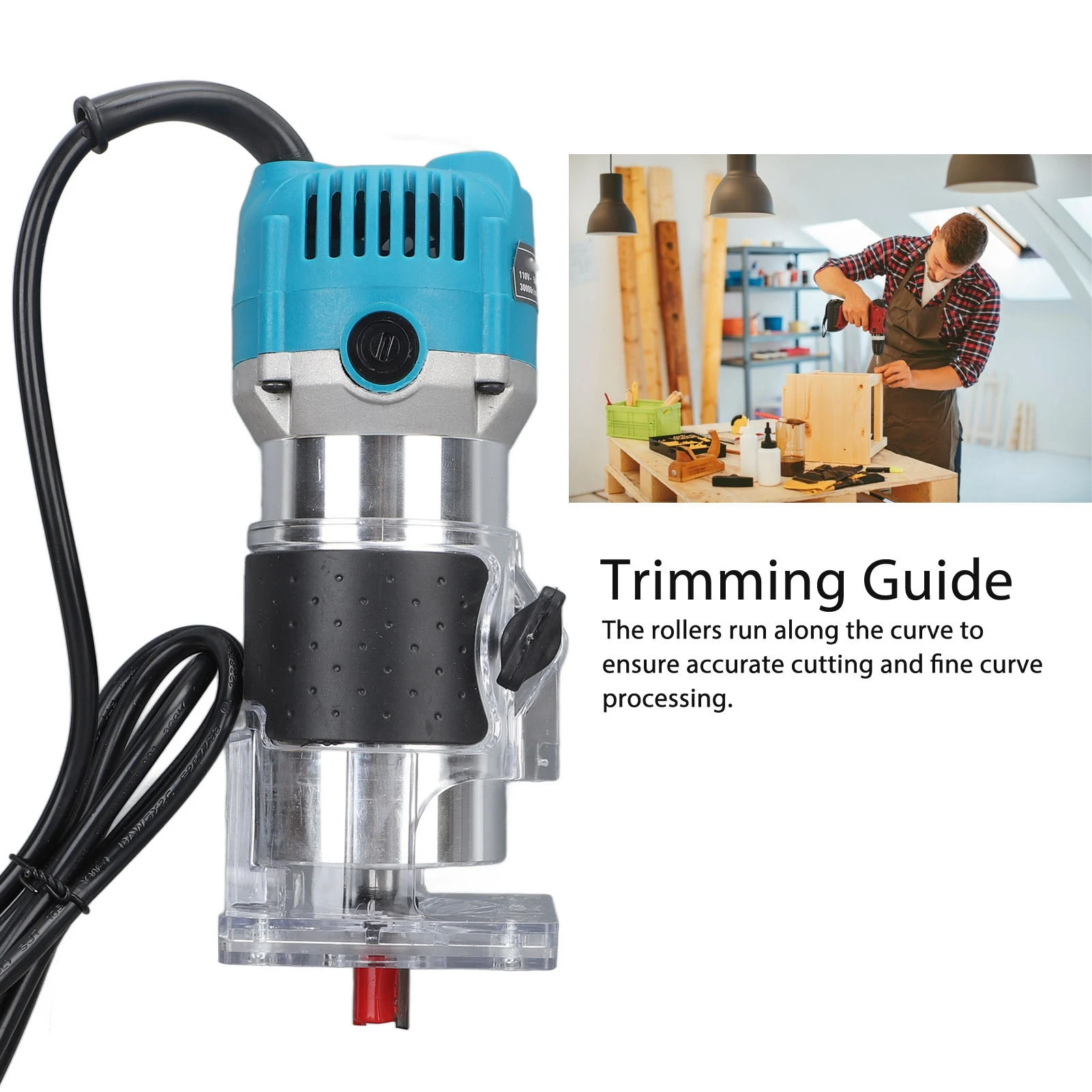 Electric Hand Wood Trimmer Compact Corded Hand Wood Trimmer Router Tool for Woodworking