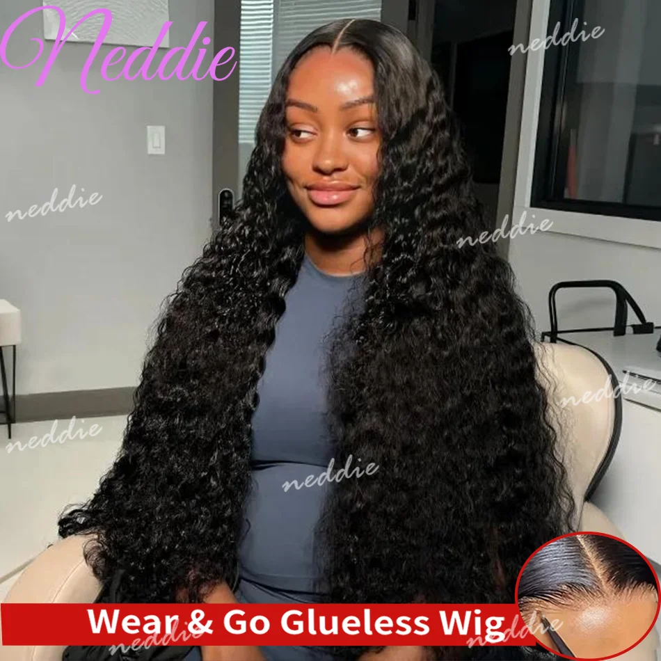 

Парики 4X4 Deep Wave без клея, 100% натуральные человеческие волосы, готовые к носке, 5X5, кудрявые, с предварительно нарезанным закрытием, бразильские, 30-36 дюймов, для женщин