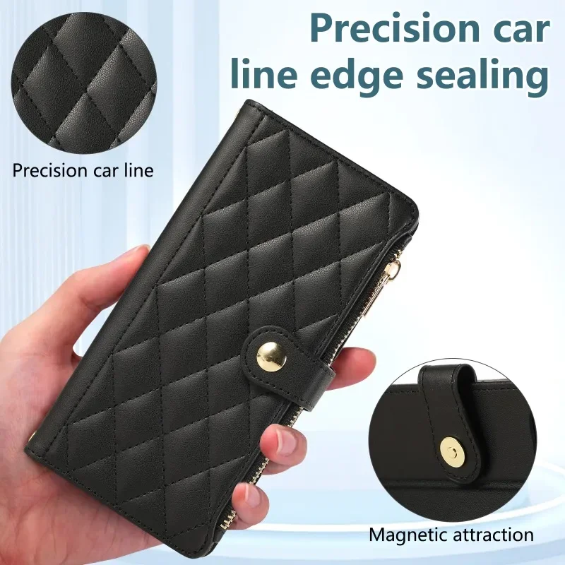 Umhängetaschen-Handyhülle aus Leder mit Handgelenkschlaufe für iPhone 16E 17 Ari 18 16 15 14 13 12 11 Pro Max 8 Plus, Brieftasche mit Kartenhalter. – Detail 10