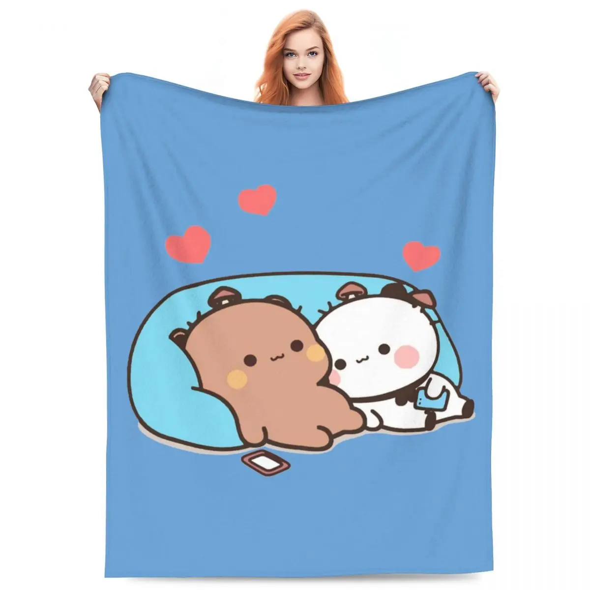 

Bear And Panda Blankets Flannel Bubu and Dudu Balloon Super Soft Throw Blankets for Bedding Couch Bedspread