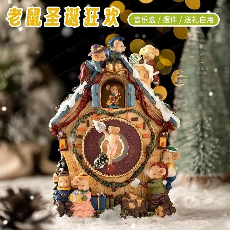 JMZ Music Box Retro Ornament for Girls Princess Kids Birthday Valentine Gift Wooden Hand Crank Melody Home Decor Desktop