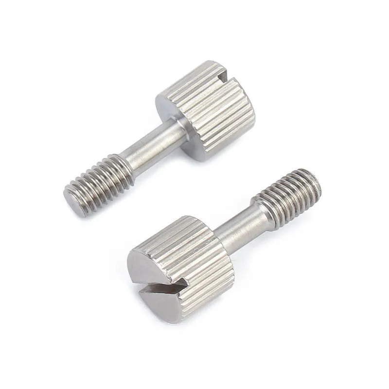 M3 M4 M5 M6 304 Stainless Steel Short Head Slotted Captive Hand Screw Metric Knurled Thumb Anti-loosening Screws Bolts