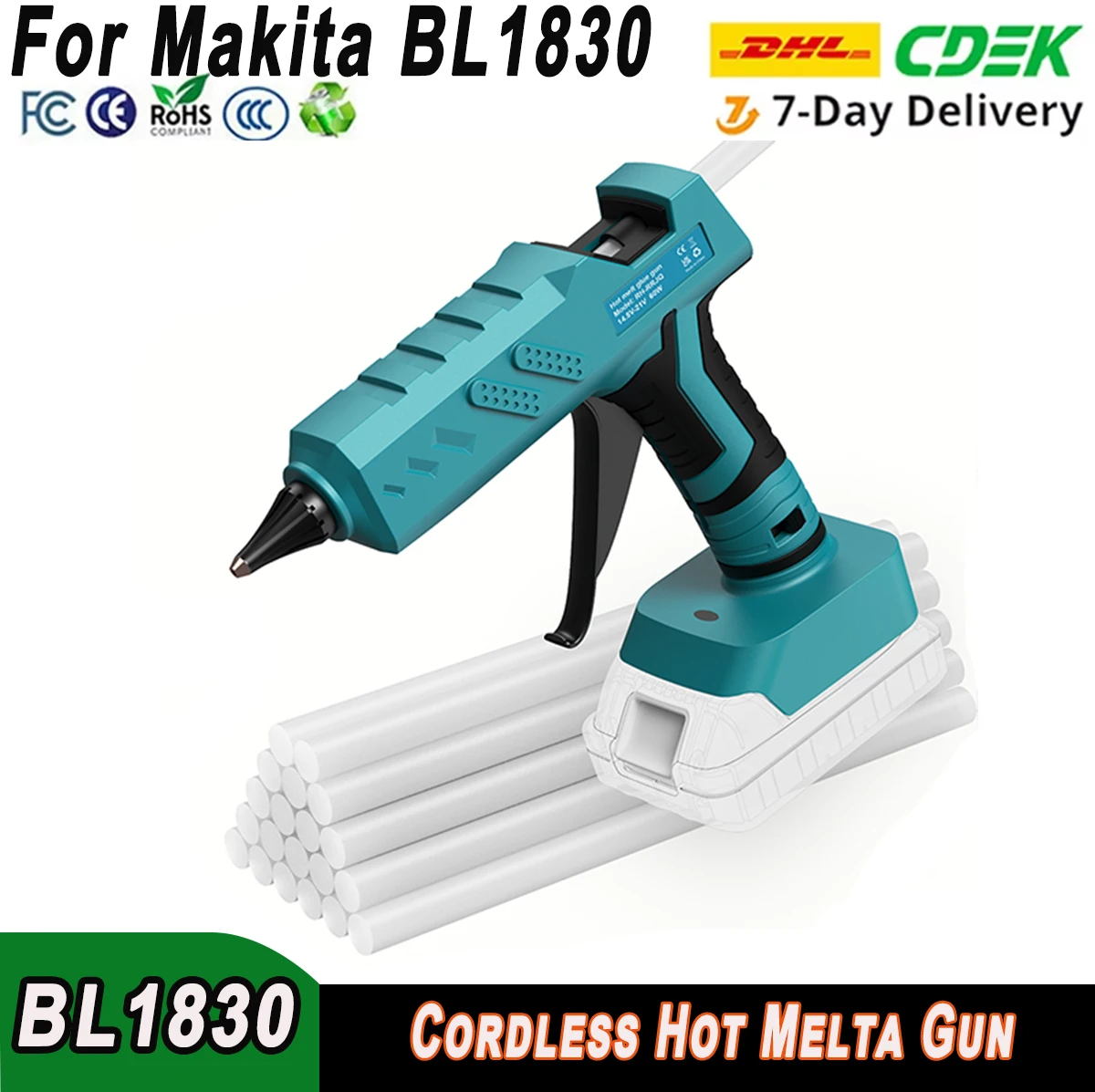 

NEW Cordless Hot Glue Gun for Makita 18V Li-ion Battery BL1830 BL1840 Rechargeable with 11mm Glue Sticks DIY Repair Tool