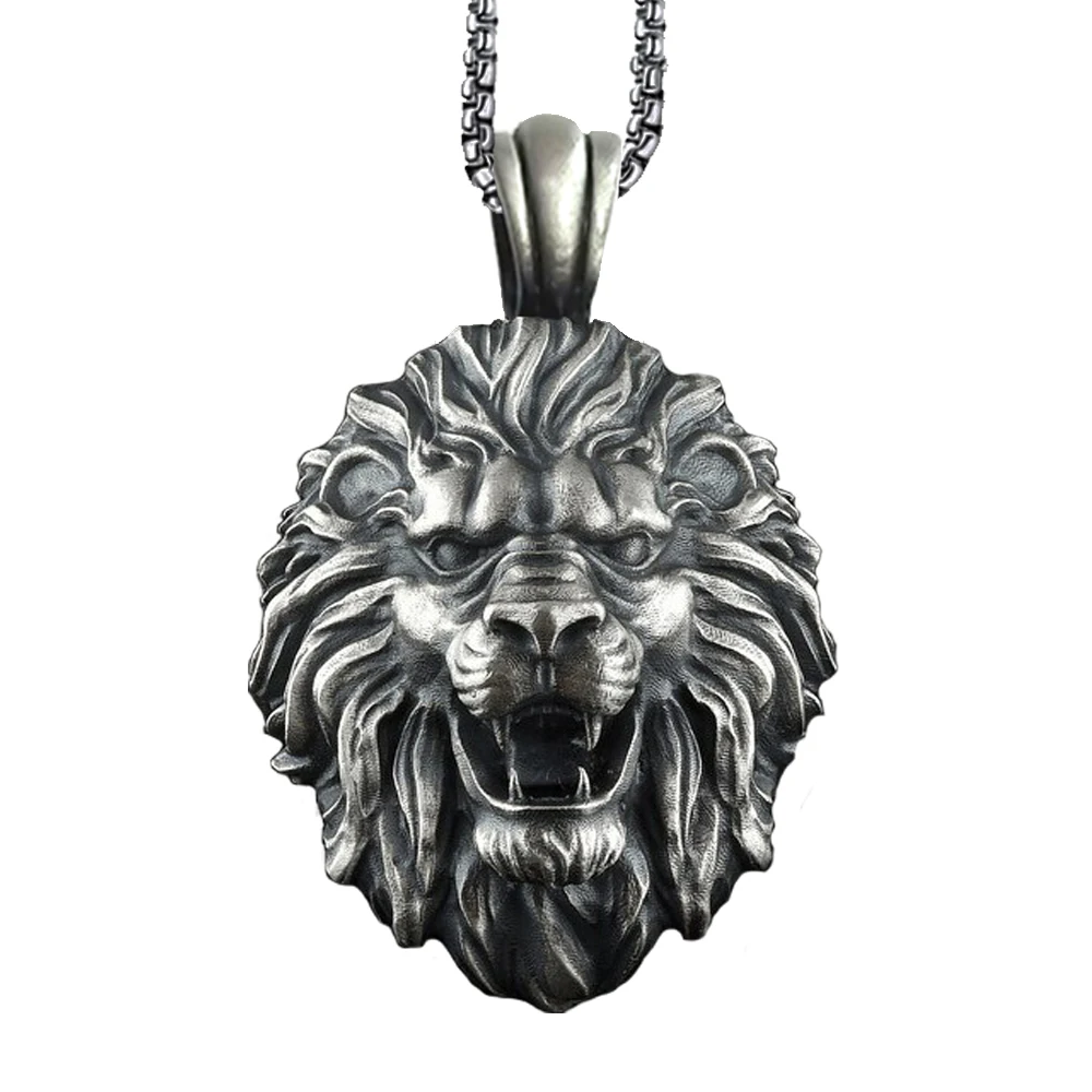 Wolf/Lion/Dragon /Eagle/Bull/Rhino Necklace For Men Gothic Punk Biker Animal Pendant Jewelry 60cm Stainless Steel Chain