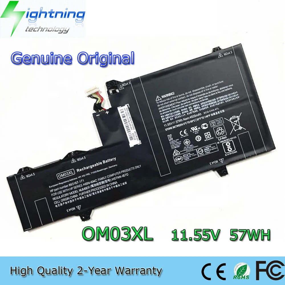 New Genuine Original OM03XL 11.55V 57Wh Laptop Battery for HP EliteBook X360 1030 G2 863167-1B1 863176-171