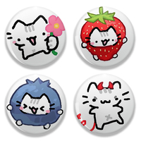 Adorable Cute Cartoon Cat Badges for Bag Clothing Accessories Kawaii Animal Strawberry Kitten Button Brooch Pins Fans Love Gifts
