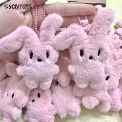 Cartoon Plush Keyring Soft Cute Pink Rabbit Doll Keychain Backpack Car Key Hanging Pendant Ornaments For Children Girls Gift