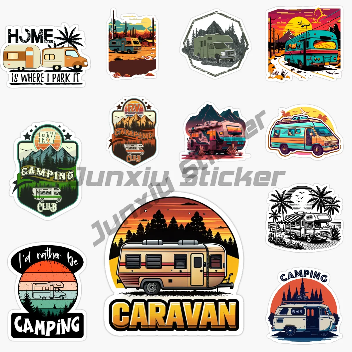 

CAMPING VAN LIFE ADVENTURE HAPPY CAMPER Car Sticker Self Adhesive Car Truck Van Bumper Window Laptop Cup Wall PVC Decal