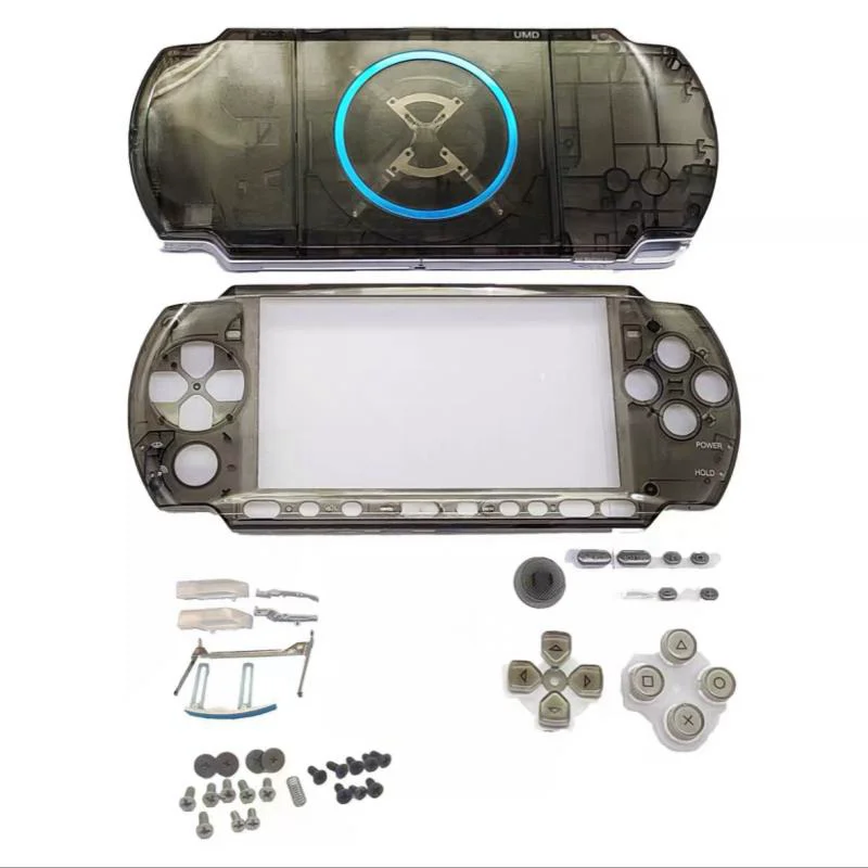 واضح الأخضر استبدال الجبهة الخلفية غطاء الواجهة ل PSP3000 PSP 3003 3002 3001 الإسكان شل مع إصلاح زر أطقم ملصق